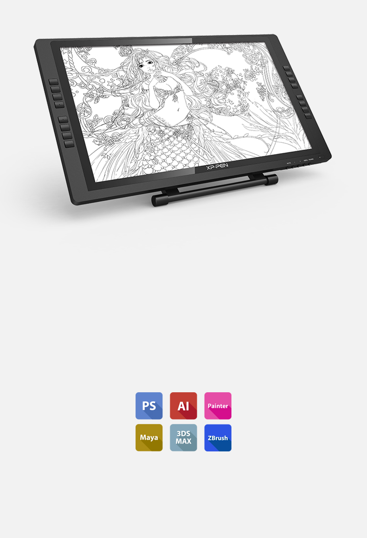 A tela digitalizadora XP-Pen Artist 22E Pro Compatível com a maioria dos sistemas operacionais e aplicativos
